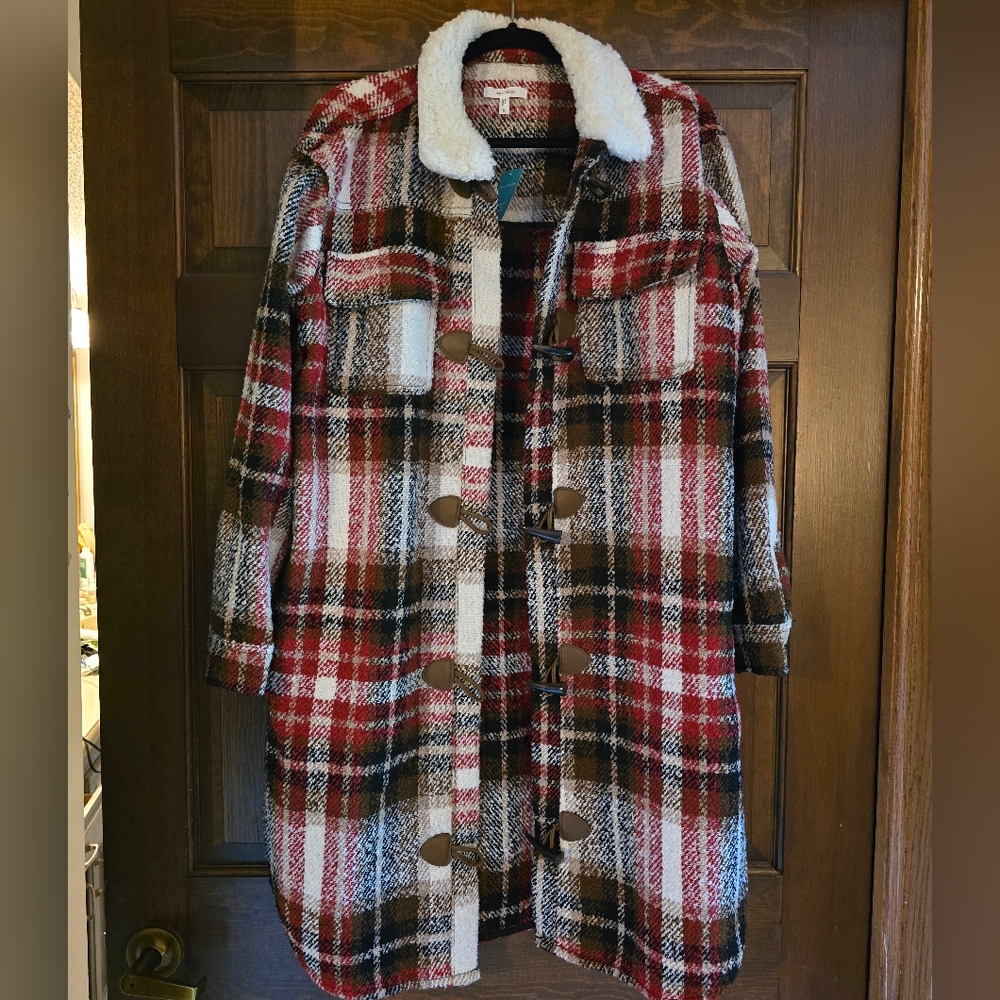Plaid Kids Coat with Toggle Buttons
